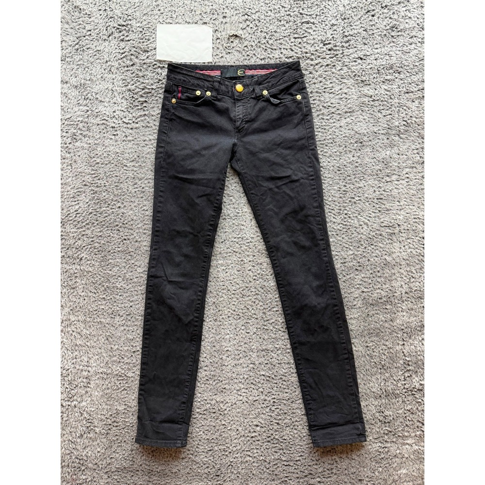 Just Cavalli Low Rise Slim-Fit Denim Jeans Black Dark Wash Womens Size 27 x 33